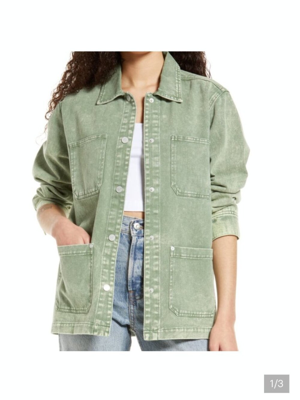 Blank NYC Garment Dye acid wash twill shirt jacket